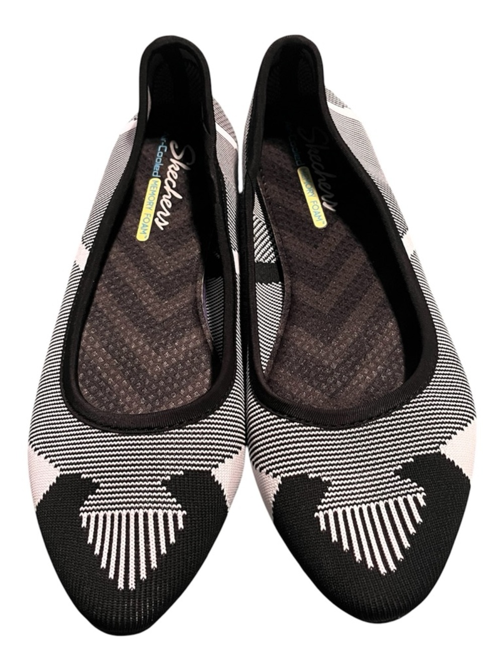 Skechers Black and Light Pink Patterned Knit Slip-On Flats